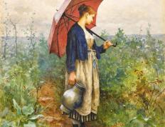 乡村油画(美女),典雅恬静的农妇之美︱Daniel Ridgway Knight