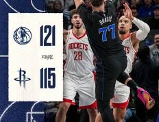 NBA季中锦：独行侠121-115送火箭客场6连败,东契奇41+9+9,申京31+9+6